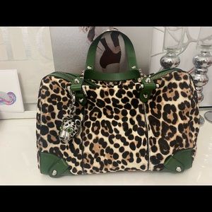 Leopard print handbag with matching wallet